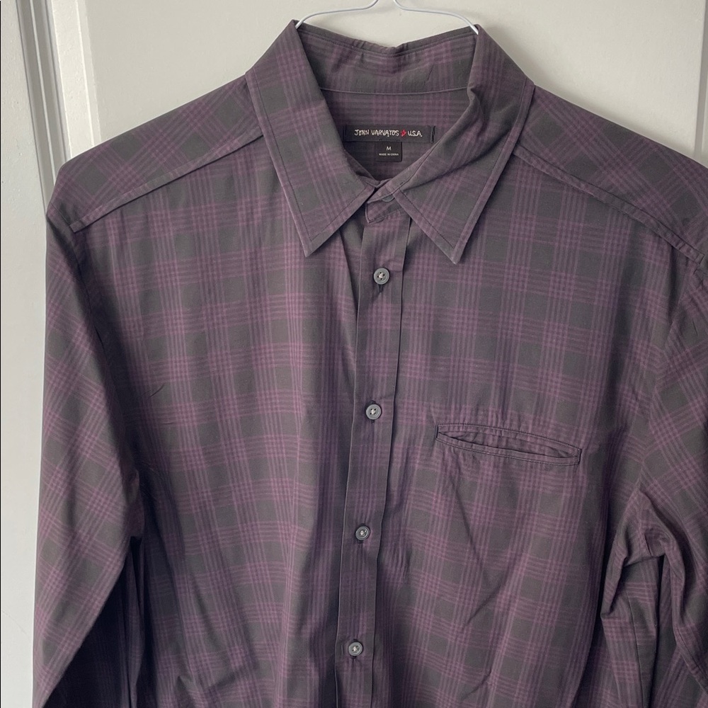 John Varvatos Men's Casual Purple Plaid Shirt